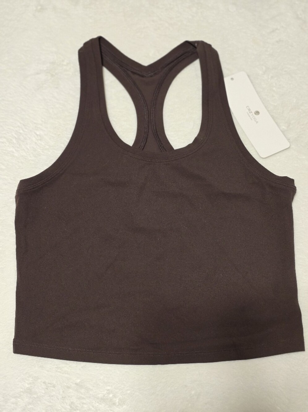 CRZ YOGA Chocolate Brown Racerback Crop Sports Bra
